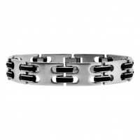 Inox Men's Stainless Steel Rubber Bracelet