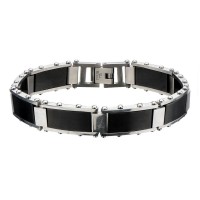 Inox Men's Black IP Rectangular Link Bracelet