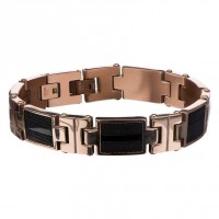 Inox Men's Stainless Steel IP Rose Gold & Black Mesh Bracelet