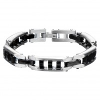 Inox Men's Stainless Steel IP Black Self-Adjustable Link Bracelet