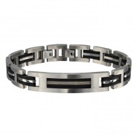 Inox Men's Stainless Steel & Rubber Cable Matte Bracelet