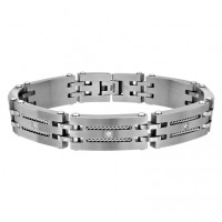 Inox Men's Stainless Steel With Two Twist Cable & CZ Link Bracelet