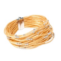 Golden colour multistrand bracelet with 925 silver beads br-venere01c