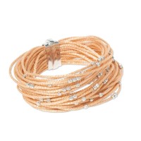 Rose colour multistrand bracelet with 925 silver beads br-venere03c