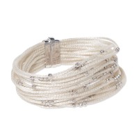 Silvered colour multistrand bracelet with 925 silver beads br-venere06c