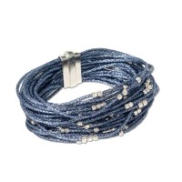 Blue colour multistrand bracelet with 925 silver beads br-venere07c