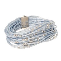 Sky-blue colour multistrand bracelet with 925 silver beads br-venere08c