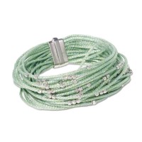 Green colour multistrand bracelet with 925 silver beads br-venere09c