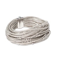 Rhodium colour multistrand bracelet with 925 silver beads br-venere02c