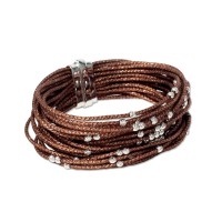 Brown colour multistrand bracelet with 925 silver beads br-venere05c