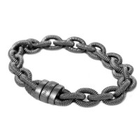 Black rhodium plated 925 silver bracelet brag400b-rodio