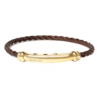 Brown stainless steel rope bangle with a diamond br-corda11