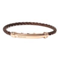 Brown stainless steel rope bangle with a diamond br-corda21