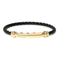 Black stainless steel rope bangle with a diamond  br-corda25