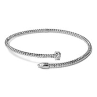 Bangle in white rhodium-plated silver with crystals briside01c