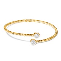 Bangle in yellow gold-plated silver with crystals briside00t