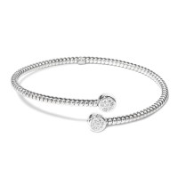 Bangle in white rhodium-plated silver with crystals briside01t