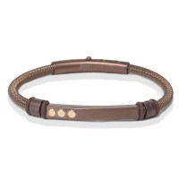 Brown stainless steel bangle/three 18k gold screws brstau08