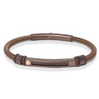 Brown stainless steel bangle with gold details brstau09