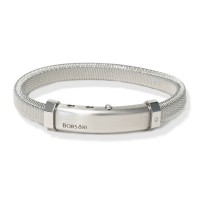 Natural stainless steel bangle/diamond brstau14