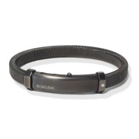 Black stainless steel bangle/diamond brstau15