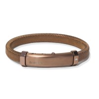 Brown stainless steel bangle/diamond brstau16