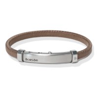 Brown stainless steel bangle/diamond brstau22