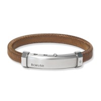 Brown stainless steel bangle/diamond brstau24