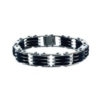 Inox Men's Stainless Steel Rubber Bracelet