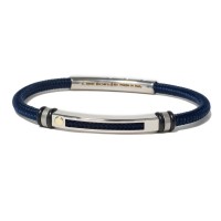 Blue polyester, stainless steel clasp with rose gold screw brstpo140