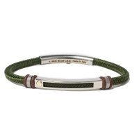 Green polyester, stainless steel clasp with rose gold screw  brstpo143