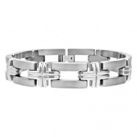 Inox Men's Titanium Bracelet With Cross Detailed Links