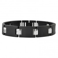 Inox Men's Titanium Black & Steel Tone In Matte & Polished Bracelet