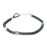 Black hematite bracelet with 925 silver clasp br-tibet14
