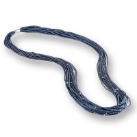 Blue colour multistrand necklace with 925 silver beads cl-venere07f