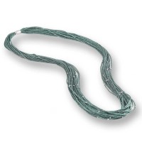 Green colour multistrand necklace with 925 silver beads cl-venere09f