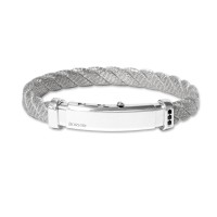 Rhodium plated 925 silver bangle, silver and spinels clasp br-ercole07