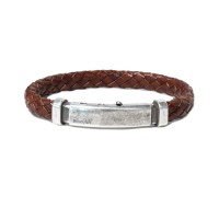 Brown leather bracelet, burnish silver clasp br-ercole12