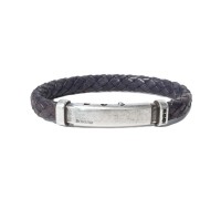 Titanium leather bangle, silver and spinels clasp br-ercole23