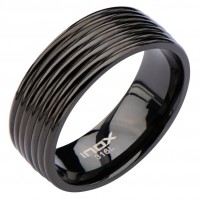 Inox Stainless Steel IP Black Groove Ring