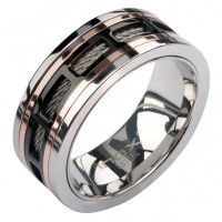 Inox Cable IP Black & IP Rose Gold Window Spinner Ring