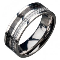 Inox Men's Stainless Steel Carbon Fiber Ring