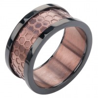 Inox Men's Stainless Steel Cappuccino Brown Honeycomb Ring