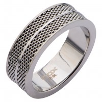 Inox Ring With Two Rows Of Mesh Design
