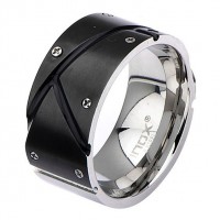 Inox Men's IP Black with Screw Head Ring