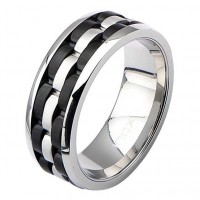 Inox Men's & IP Black Watch Link Ring