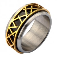 Inox IP Black With IP Gold Thorn Design Ring