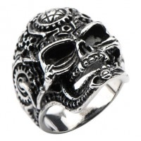 Inox Black Oxidized Devil Star Skull Ring