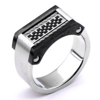 Inox Men's Stainless Steel Polish Finished Cable Pro Ring