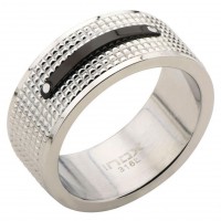 Inox Men's Grid with Black IP Bar Knot Side Ring